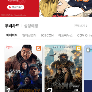 cgv 일반, 스위트박스, 아이맥스, 특별관, 매점할인