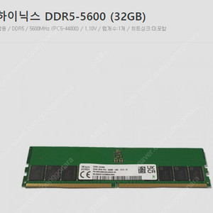 하이닉스 DDR5 5600 (32GB) PC5-44800. 2개