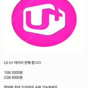 LG U+ 엘지 유플러스 데이터 1GB 2000원