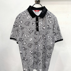 (105) 팬텀 블랙 패턴 반팔 카라넥 골프티셔츠