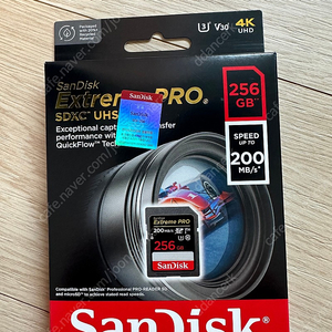 샌디스크 SD256GB Extreme Pro UHS-I U3 메모리카드 정품 판매(미개봉, 택포)