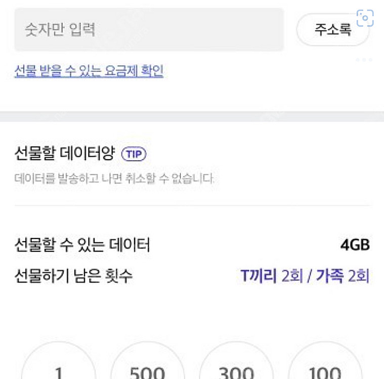 SKT 데이터 2기가 3천원--0