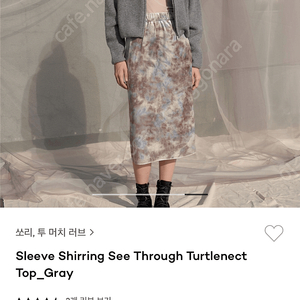 쏘리 투 머치 러브, sleeve shirring see through turtleneck top_gray