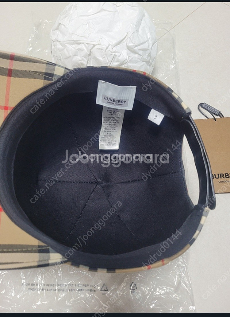 버버리 23 아플리케 빈티지 체크야구모자 S사이즈--6