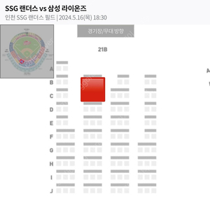 5/16(목) 삼성라이온즈 ssg랜더스 피코크테이블 21블럭 3연석 정가양도