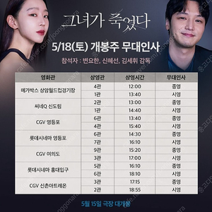 그녀가 죽었다 무대인사 A,B열 5/18 신도림 씨네큐 변요한,신혜선 참석