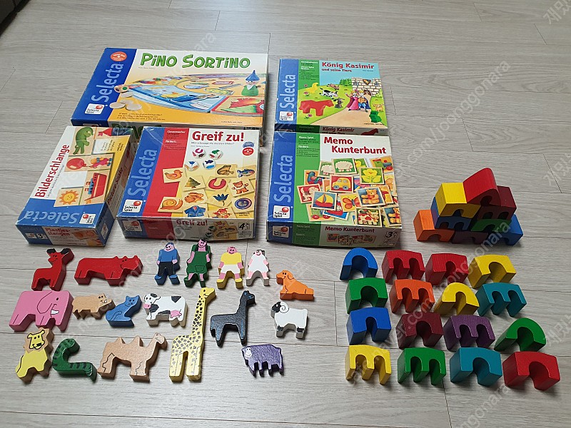 셀렉타 독일 원목 유아 교구 게임 5개 + 원목 블록들 40,000원 (45,000원 택포)