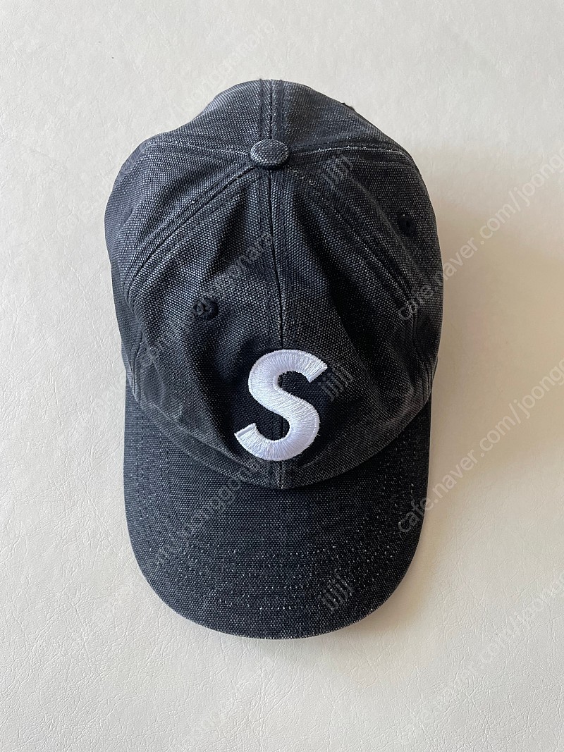 슈프림 피그먼트 캔버스 S 로고 6-패널 볼캡 모자 블랙 23SS