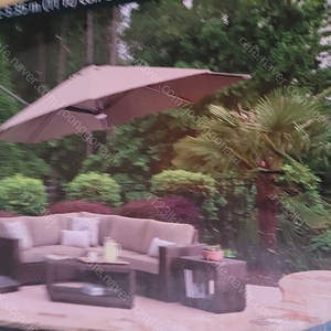 코스트코 앳레저 LED 캔틸레버 우산, 지름 3.35m, 라이트베이지 판매 / 부산 직거래 가능