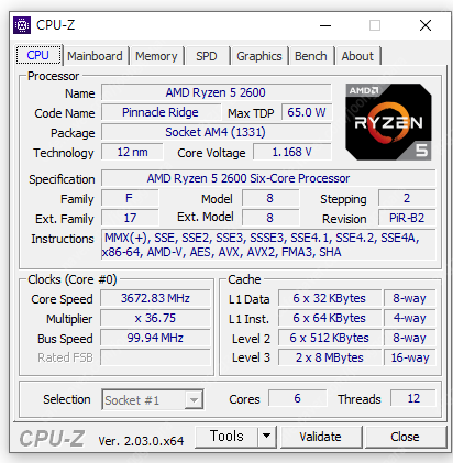 AMD 라이젠5 2600 CPU 단품 팝니다
