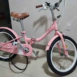 여아 18인치 접이식 입문용 자전거 (핑크, 바구니, 보조배터리)