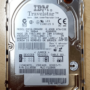 IDE 하드디스크 드라이브, 노트북 랩탑hdd, laptop 2.5인치,IBM DBCA-206480