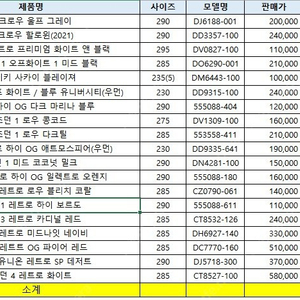 나이키 덩크로우, 조던1, 조던4 한정 신발 다수 판매