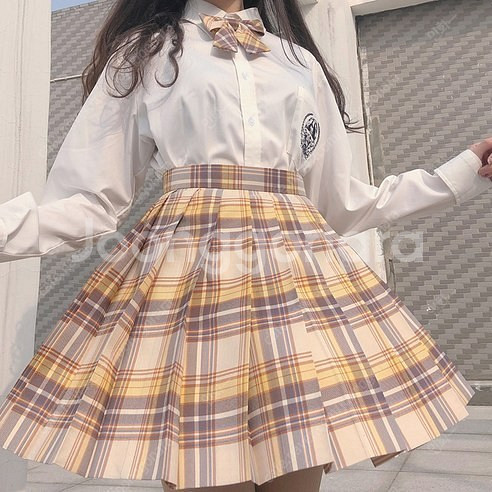 (현물)격자무늬 스커트 치마 유니폼 하라주쿠 여름--1