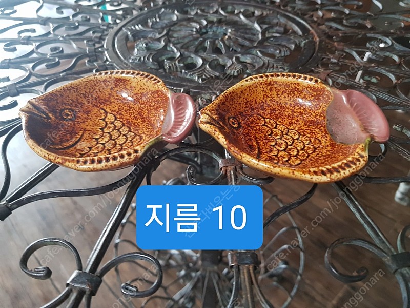 도자기 물고기 종지 식기 그릇 2pc