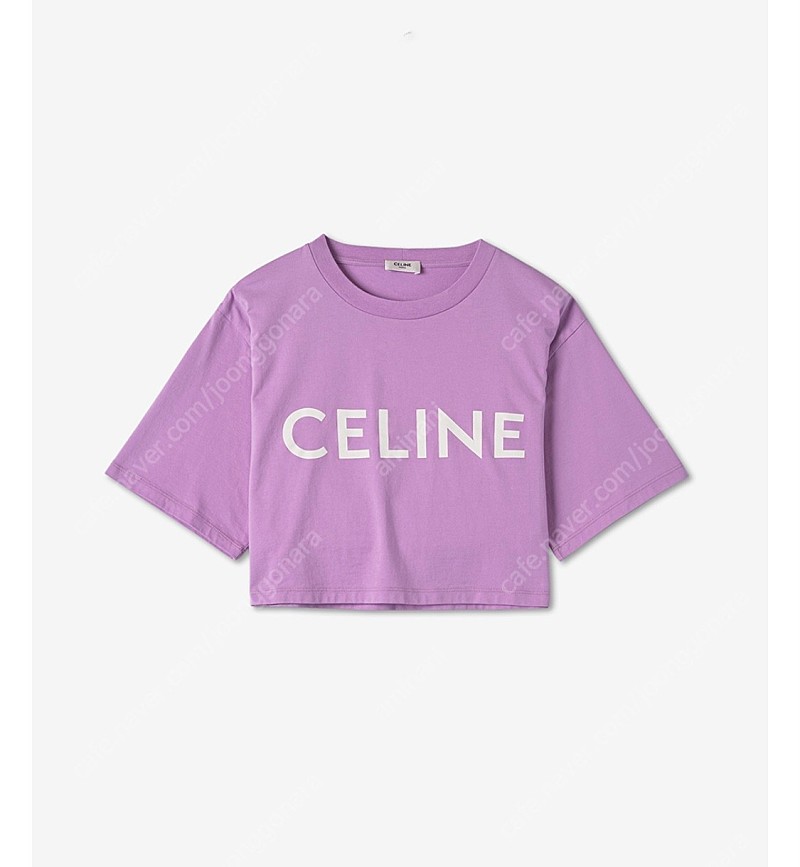 [새상품급] 셀린느 로고 여성 크롭 반팔 티셔츠 라이트 퍼플 라벤더 M