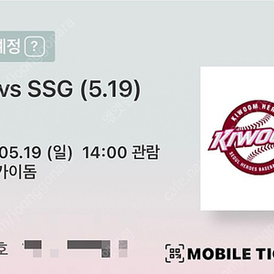 정가양도 5.19 ssg 키움 3루 버건디 2연석