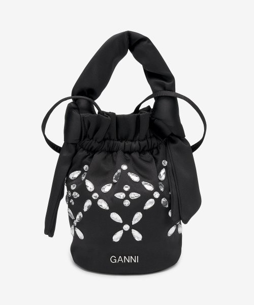 가니 GANNI 오케이션 로고 크리스탈 버킷백 블랙 정품 미사용 새제품