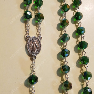 (새상품) 바티칸 축성 묵주 크리스탈 목걸이 (초록색)