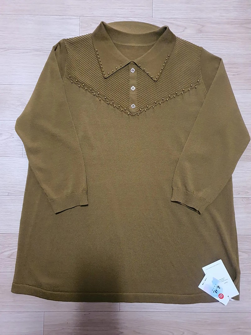 88,새옷/여성 진주, 큐빅 단추 장식 카라 티셔츠 블라우스 8부소매