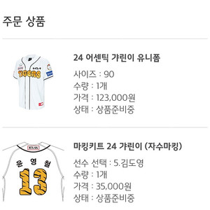 기아타이거즈 김도영 갸린이날 유니폼 판매