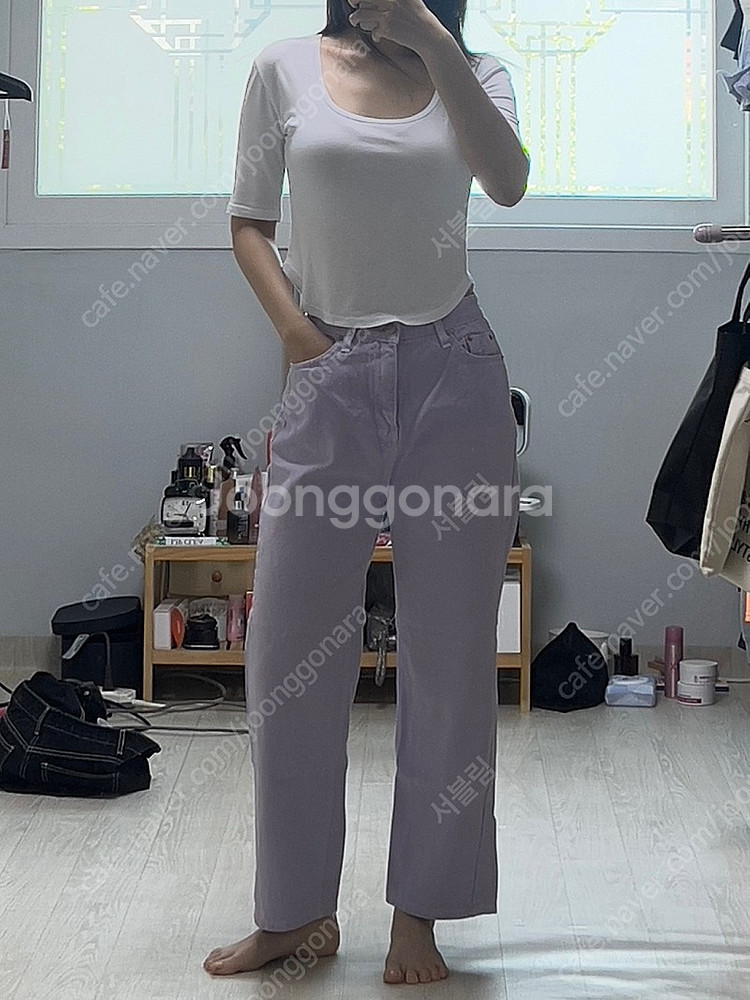 옷처분 노란색바지 연보라바지 (빈티지포유)--2