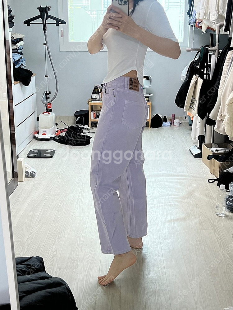 옷처분 노란색바지 연보라바지 (빈티지포유)--0
