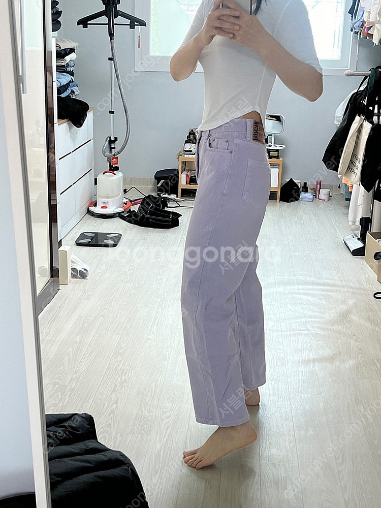 옷처분 노란색바지 연보라바지 (빈티지포유)--3
