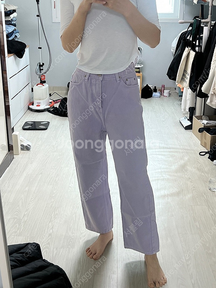 옷처분 노란색바지 연보라바지 (빈티지포유)--4