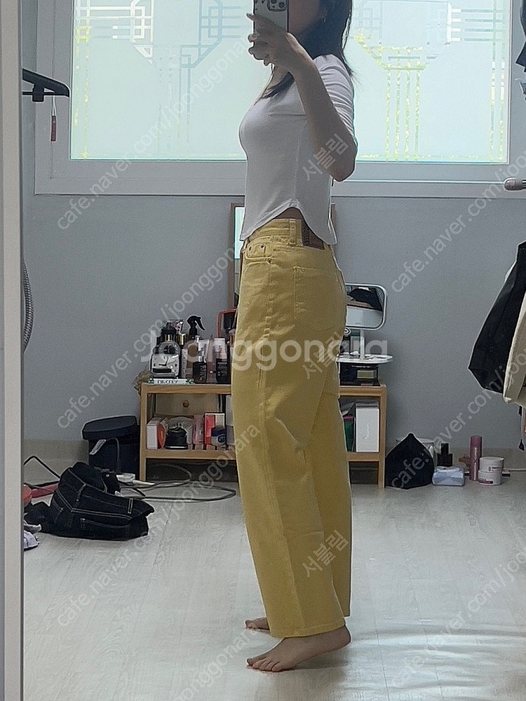 옷처분 노란색바지 연보라바지 (빈티지포유)--6