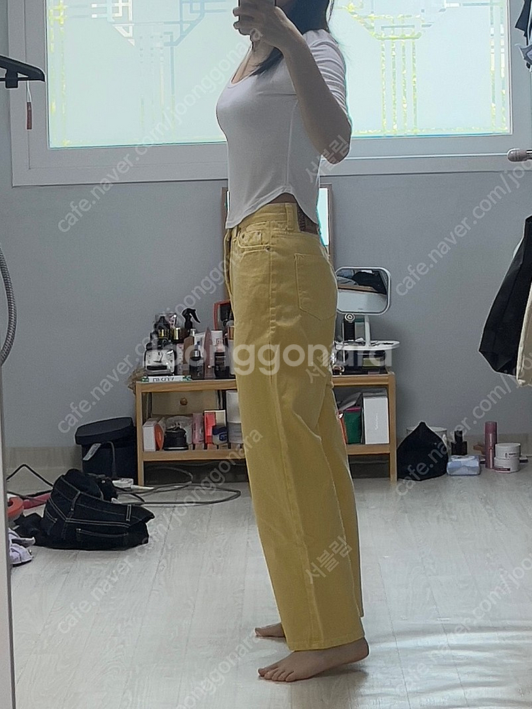 옷처분 노란색바지 연보라바지 (빈티지포유)--7