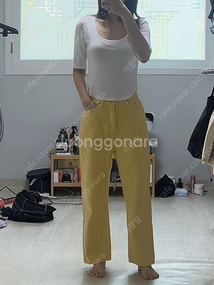 옷처분 노란색바지 연보라바지 (빈티지포유)--8
