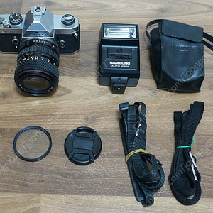 아사히 펜탁스 MX 필름 카메라 + 토키나 28-70 F3.5-4.5 + 삼성 스트로브 Auto 200X (부품용, 개인)