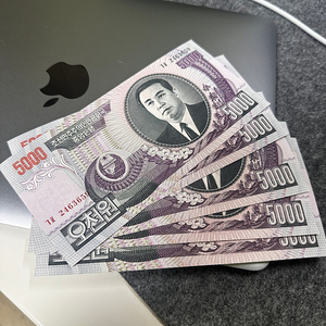 북한돈 지폐 5,000원권 5장 판매