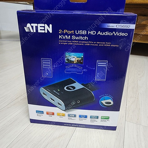 ATEN 2포트 USB HDMI 오디오 케이블 KVM 스위치 CS692