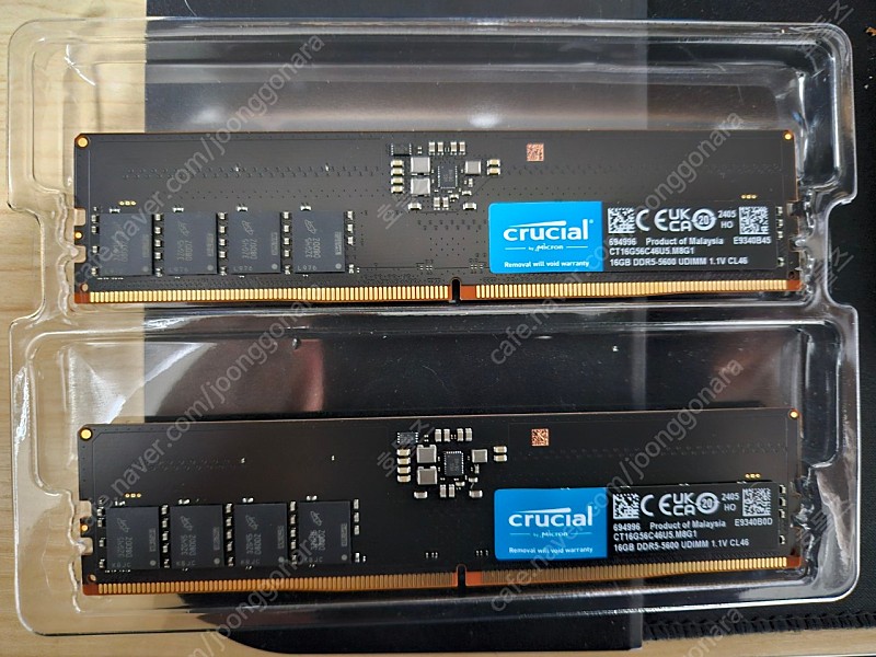 [미사용] 마이크론 Crucial DDR5-5600 CL46 16gb×2개 일괄 판매합니다