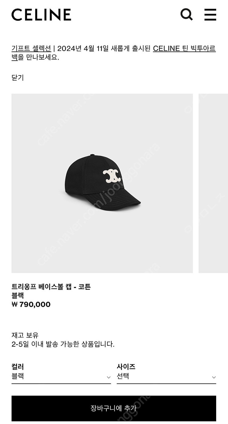 셀린느 트리옹프 캡모자 블랙L--2