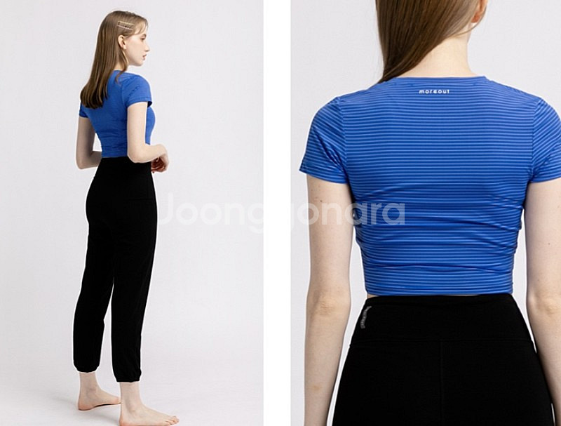 모어아웃 베이비 크롭 반팔 티셔츠 / 헬스,요가복,필라테스복--2