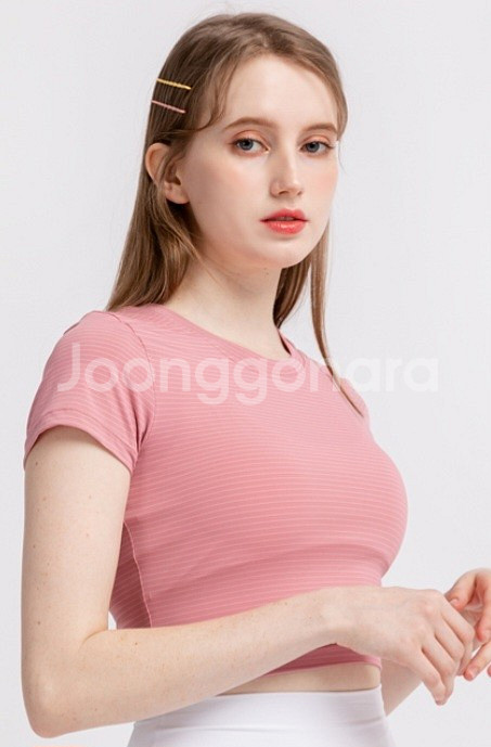 모어아웃 베이비 크롭 반팔 티셔츠 / 헬스,요가복,필라테스복--5