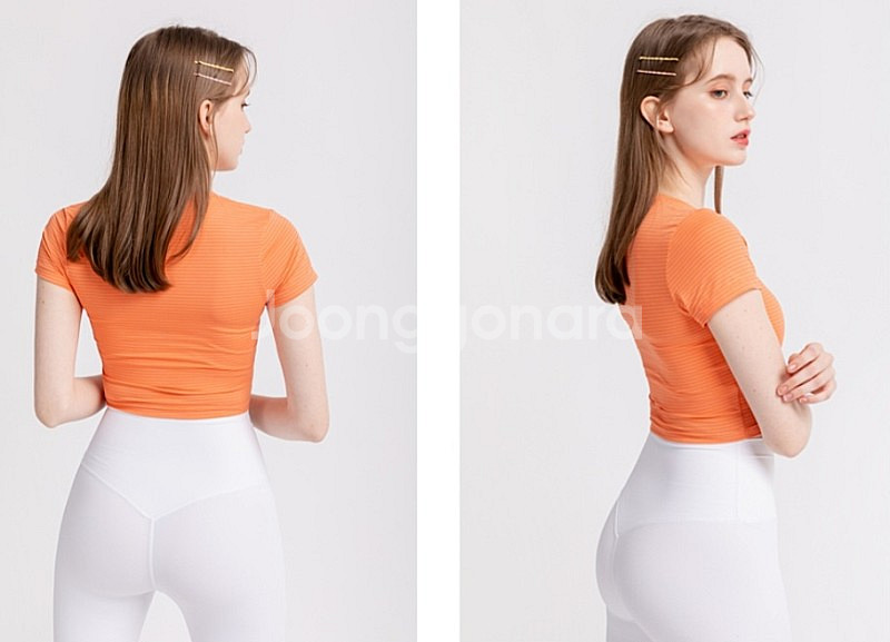 모어아웃 베이비 크롭 반팔 티셔츠 / 헬스,요가복,필라테스복--9