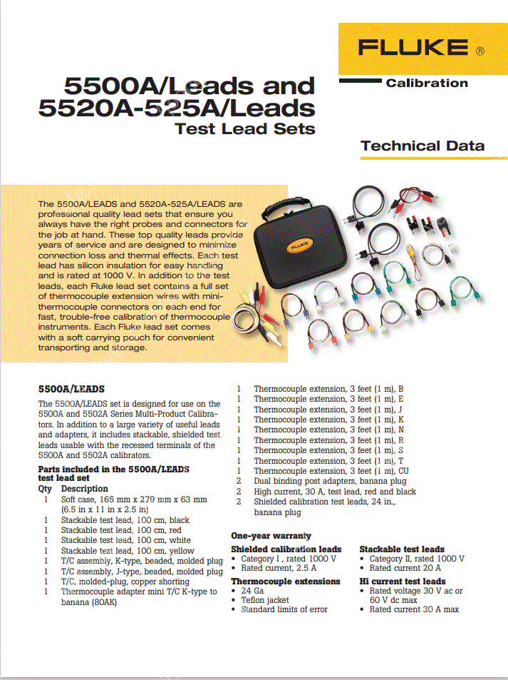 Fluke Test Lead Set (5520A-525A/LEADS)