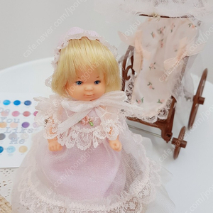 로즈버드 돌 라벤더 레이스 앤 스트롤러 Rosebud doll Lavender Lace with Stroller