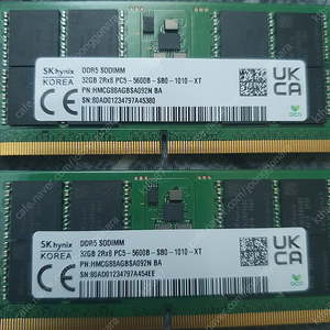 Sk 하이닉스 램 메모리 ddr5 5600 32gb x 2개 노트북용 팝니다​