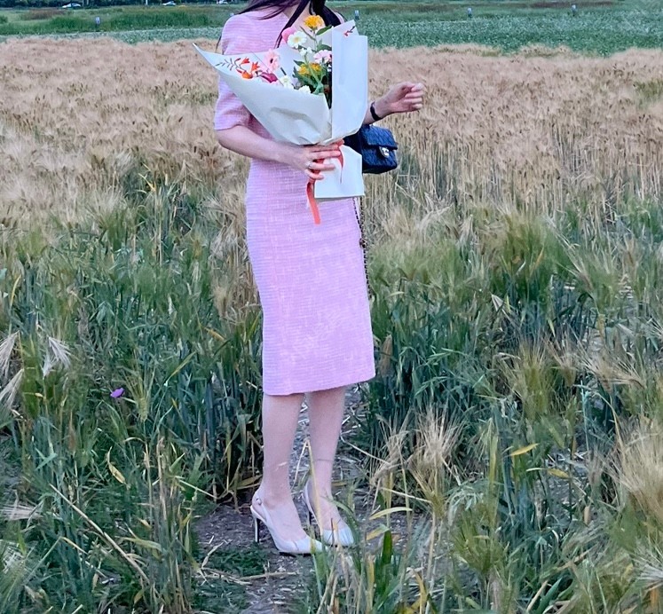 모조에스핀 트위드 핑크투피스 S 상견례, 예복, 결혼식 하객룩
