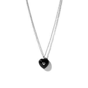 콜드프레임 오닉스 하트 목걸이 VERY VINTAGE BLACK ONYX HEART PENDANT NECKLACE