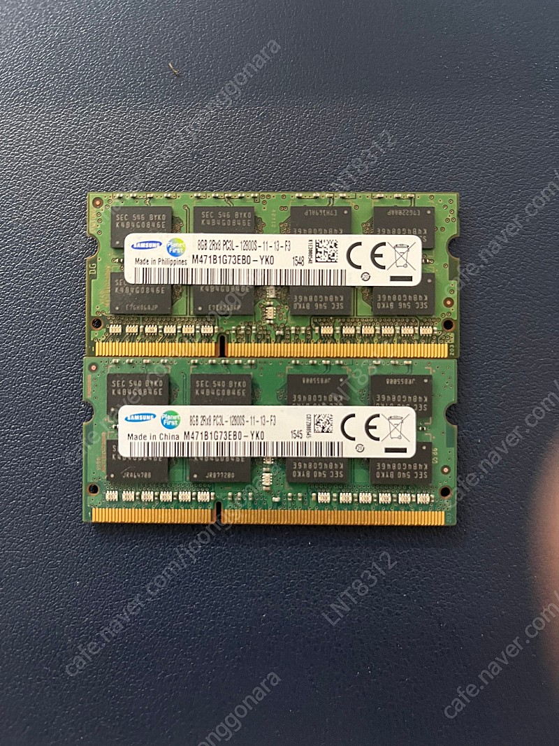 삼성 노트북용 DDR3 PC3L 8G 램 2개 팝니다.
