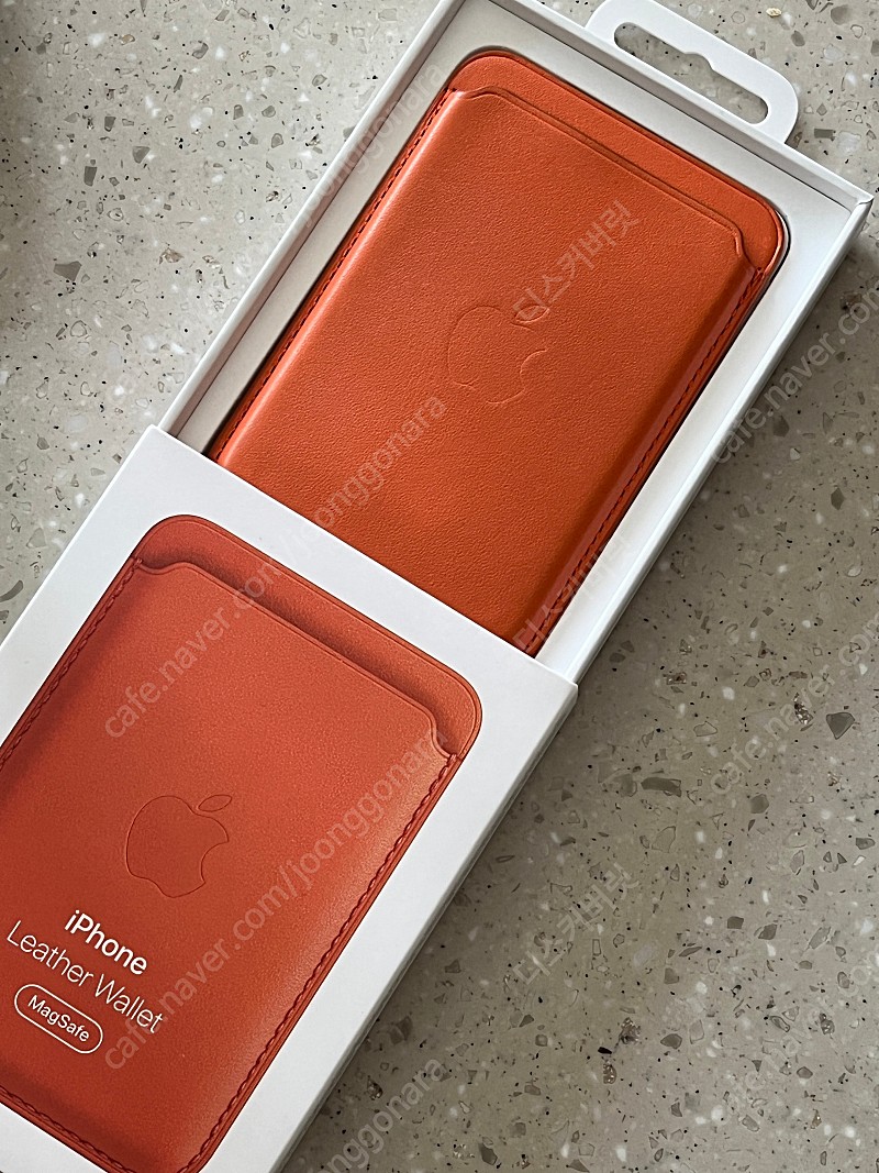 애플 정품 가죽 카드지갑 오렌지 1회 사용