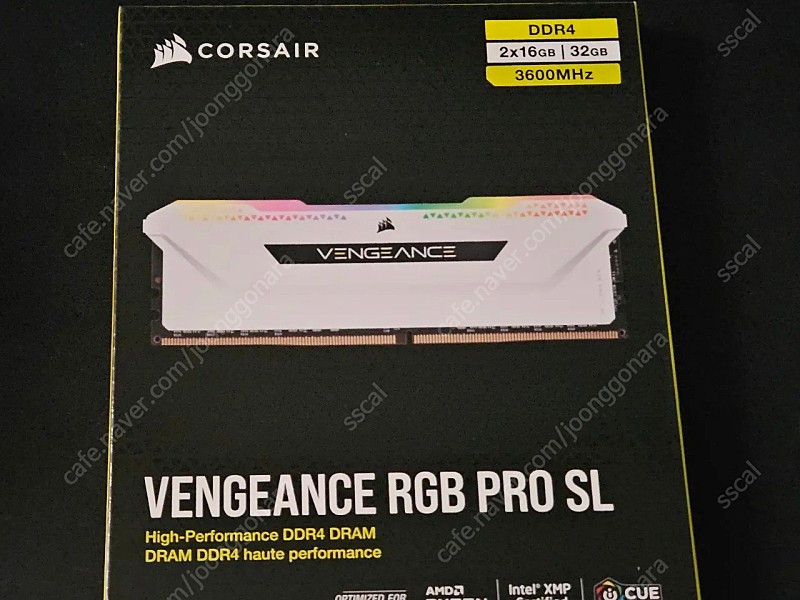 ddr4 3600 화이트 램 커세어 벤전스 rgb 프로 32gb 미개봉