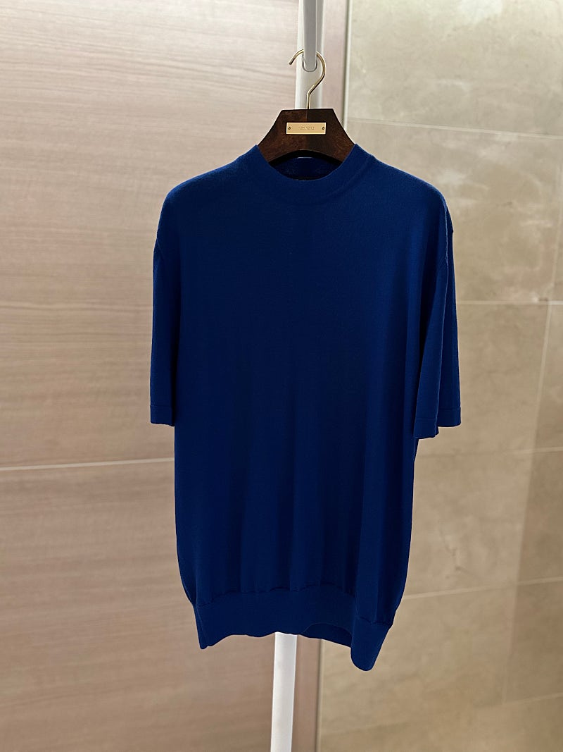 로로피아나 캐시미어 실크 니트 블루 Loro Piana cashmere silk sweater 반팔 정품 브루넬로쿠치넬리 에르메스 톰포드 벨루티 루이비통 키톤 디올 버버리 브리오니