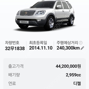 2014년11월kv300 245000km